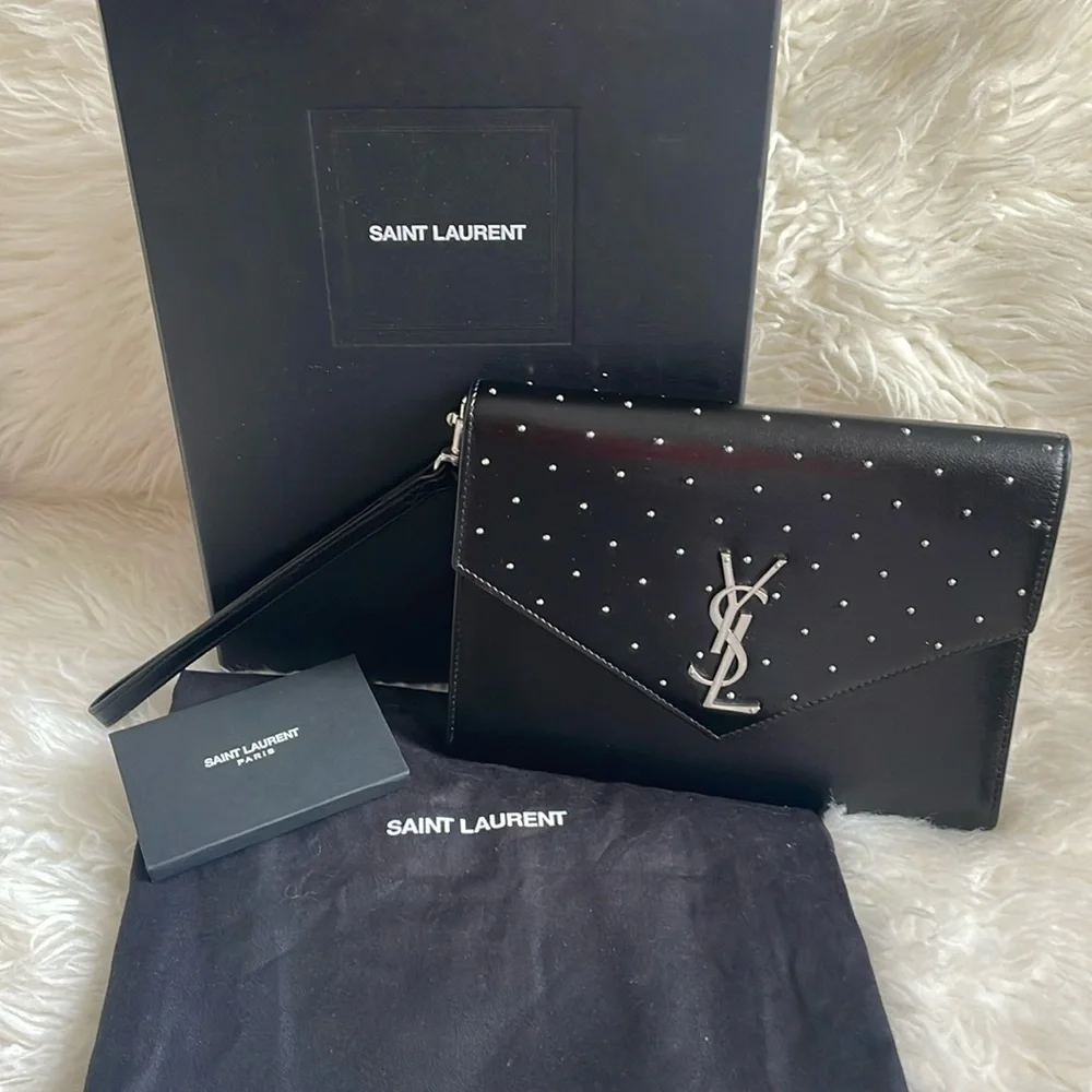YSL Cassandre Studded Flap Pouch - Picture 1 of 14